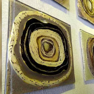 Hedendaags schilderij glazen vierkantjes, 105 x 105 cm
