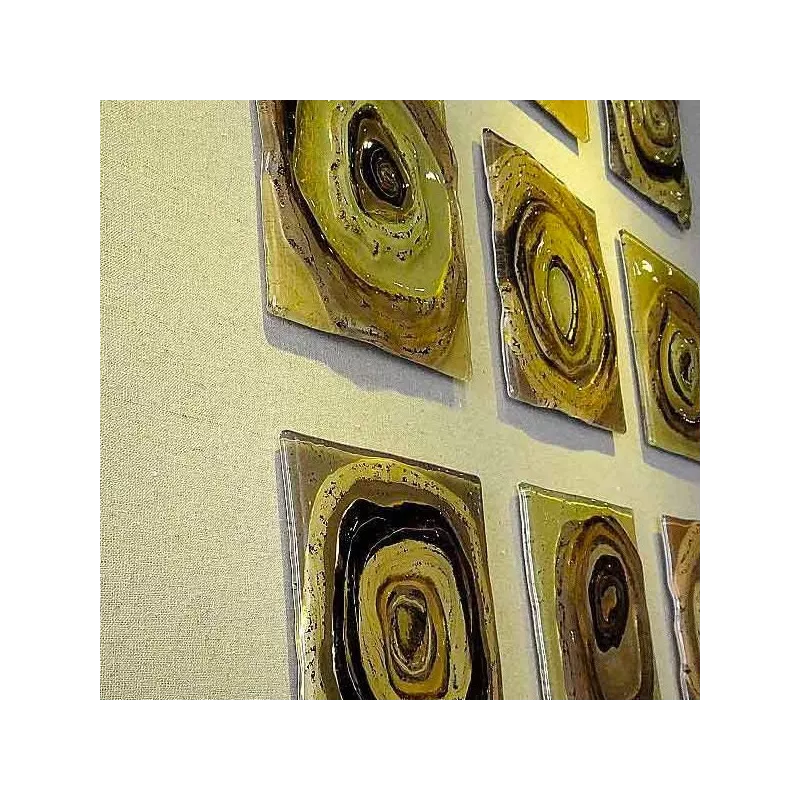 Hedendaags schilderij glazen vierkantjes, 105 x 105 cm