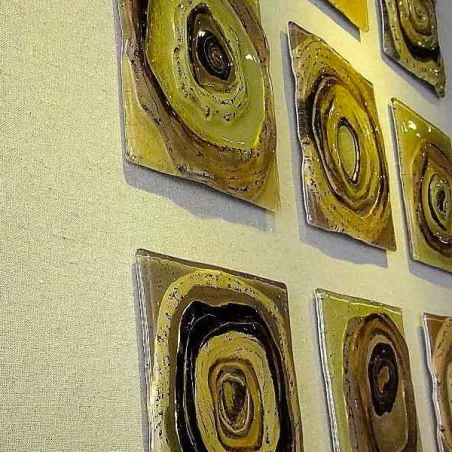 Hedendaags schilderij glazen vierkantjes, 105 x 105 cm