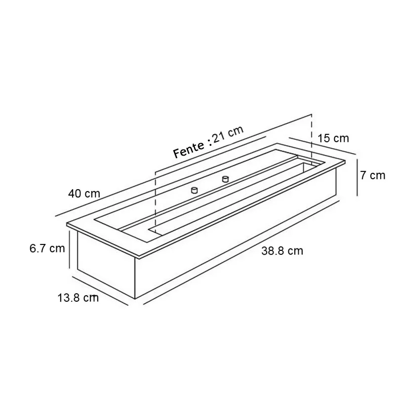 40 cm bio-ethanol brander, verwarming 3 kW