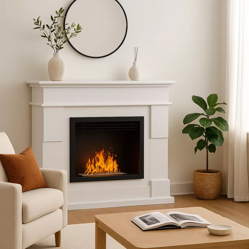Open haard in MdF Venezia 4kW. Kleur Wit