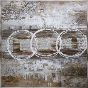 Designschilderij in Rauschenberg-stijl, 100 x 100 cm