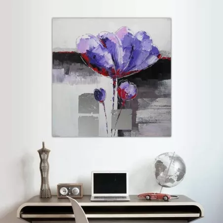 Violet bloem schilderij, vierkante bloem schilderij