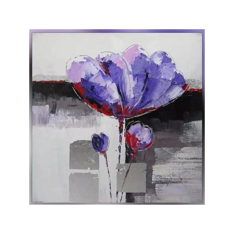 Violet bloem schilderij, vierkante bloem schilderij