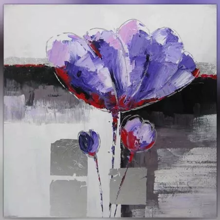 Violet bloem schilderij, vierkante bloem schilderij