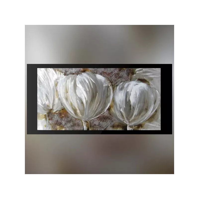 Verf op aluminium met witte oogjes, 60x120cm