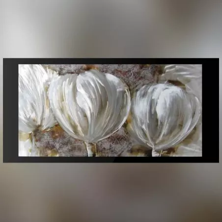 Verf op aluminium met witte oogjes, 60x120cm