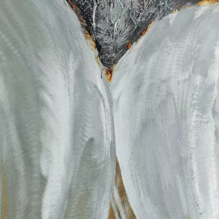Verf op aluminium met witte oogjes, 60x120cm