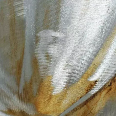 Verf op aluminium met witte oogjes, 60x120cm