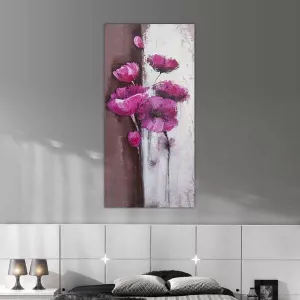 Schilderij van rozen op een verticale plank, bloemenschilderij