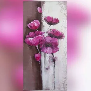 Schilderij van rozen op een verticale plank, bloemenschilderij