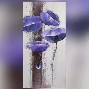 Blauw bloemenschilderij, anemoon 60 x 120 cm