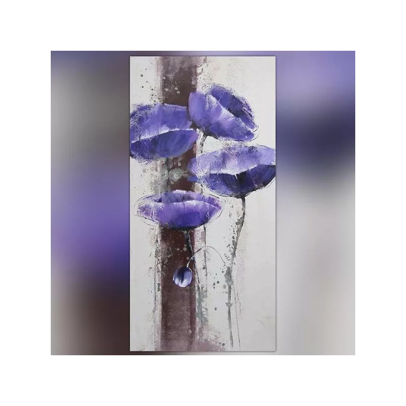 Blauw bloemenschilderij, anemoon 60 x 120 cm