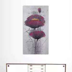 Violet klaproos schilderij, bloem canvas 60x120cm