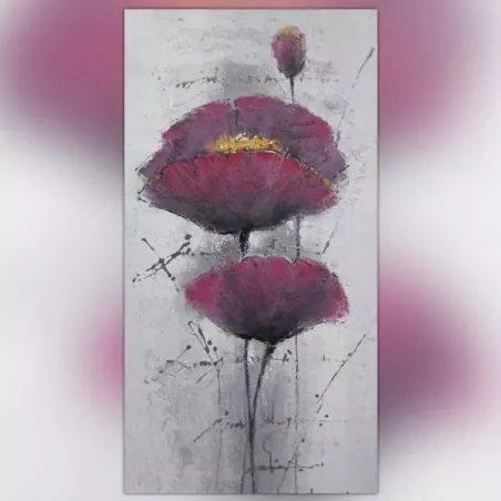 Violet klaproos schilderij, bloem canvas 60x120cm