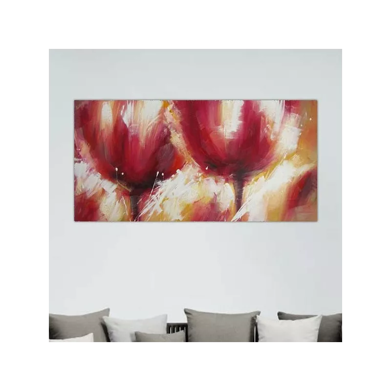 Vleeskleurig bloemenschilderij, rood bloemenschilderij