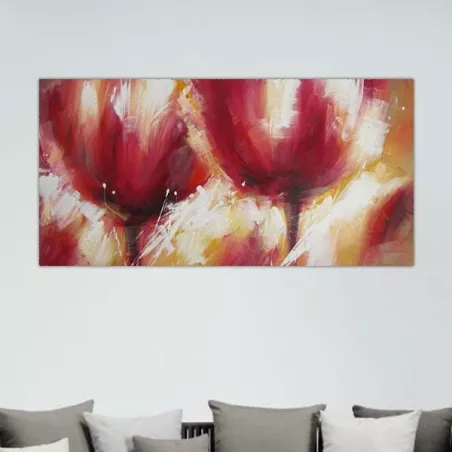 Vleeskleurig bloemenschilderij, rood bloemenschilderij