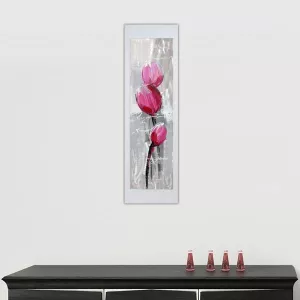 Bloemenschilderij op aluminium plaat, 40 x 120 cm : WIkao