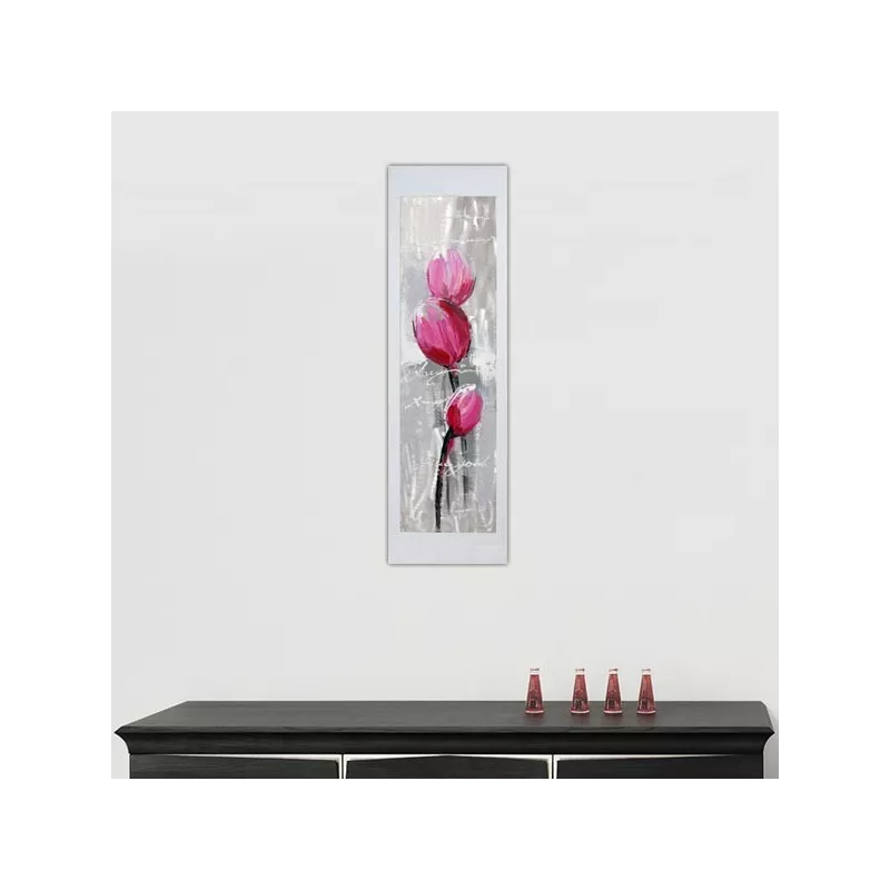 Bloemenschilderij op aluminium plaat, 40 x 120 cm : WIkao