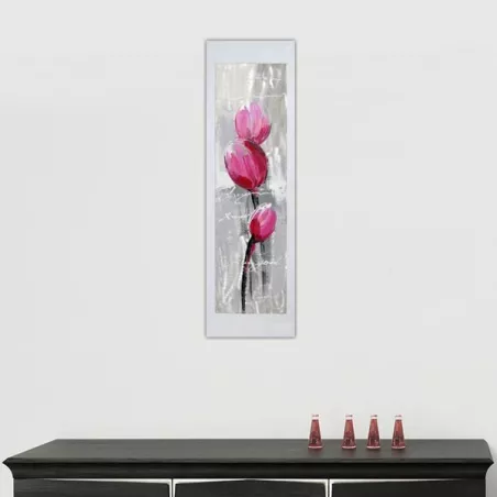 Bloemenschilderij op aluminium plaat, 40 x 120 cm : WIkao