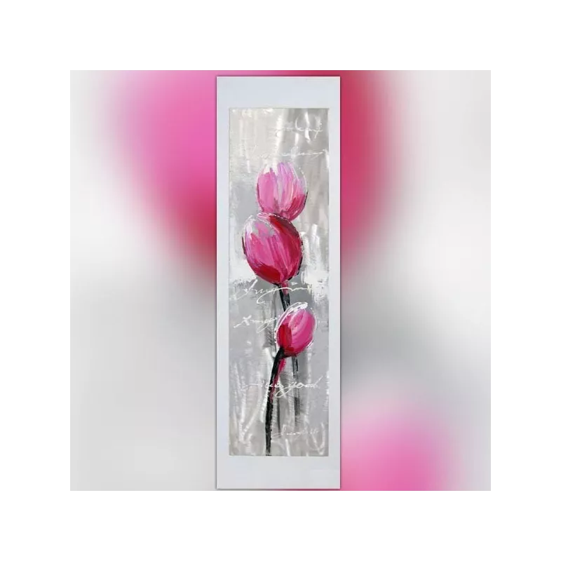 Bloemenschilderij op aluminium plaat, 40 x 120 cm : WIkao