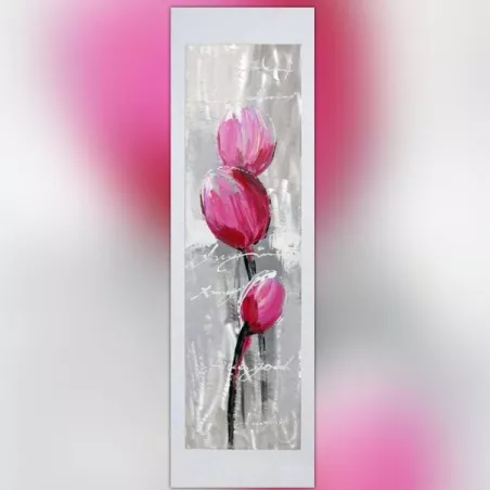 Bloemenschilderij op aluminium plaat, 40 x 120 cm : WIkao