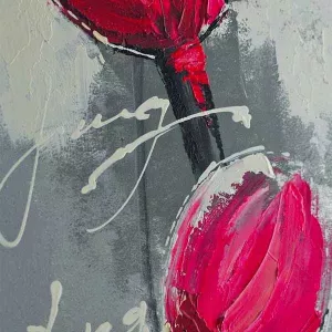 Bloemenschilderij op aluminium plaat, 40 x 120 cm : WIkao