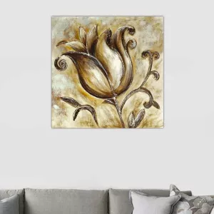 Gestileerde roos bloem schilderij, 76x76cm