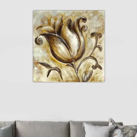 Gestileerde roos bloem schilderij, 76x76cm