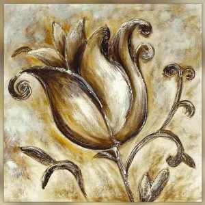 Gestileerde roos bloem schilderij, 76x76cm