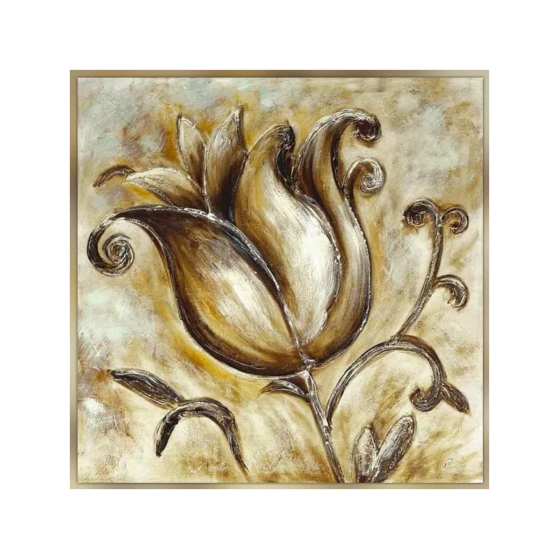 Gestileerde roos bloem schilderij, 76x76cm