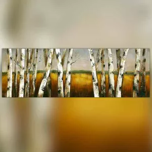 Natuurschilderij, bos en tarweveld