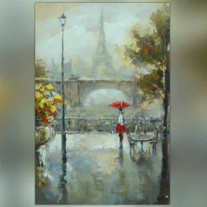 Parijs schilderij, uitzicht op een wandeling in Parijs : Wikao